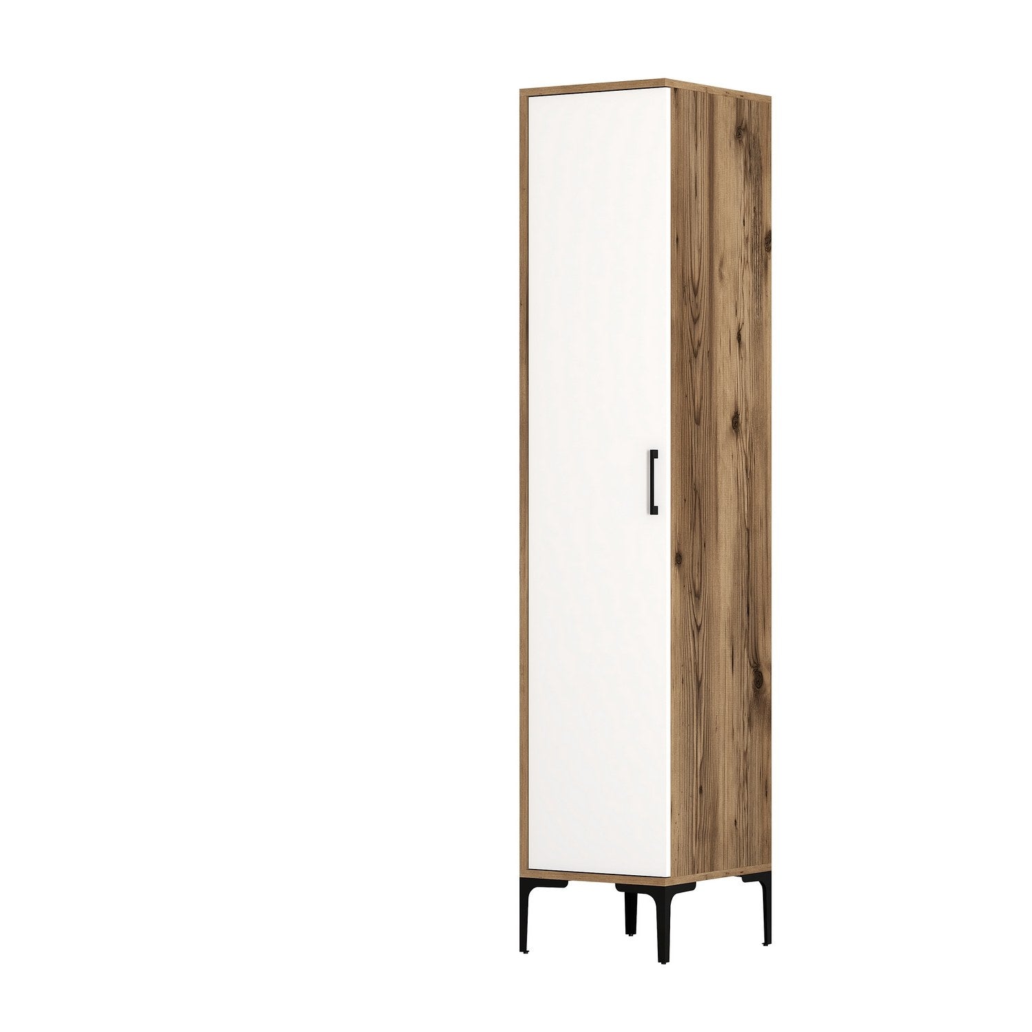 Guarda-roupa elegante – 40 cm de largura x 201,4 cm de profundidade x 47,5 cm de altura – nogueira e branco – painel de partículas revestido em melamina