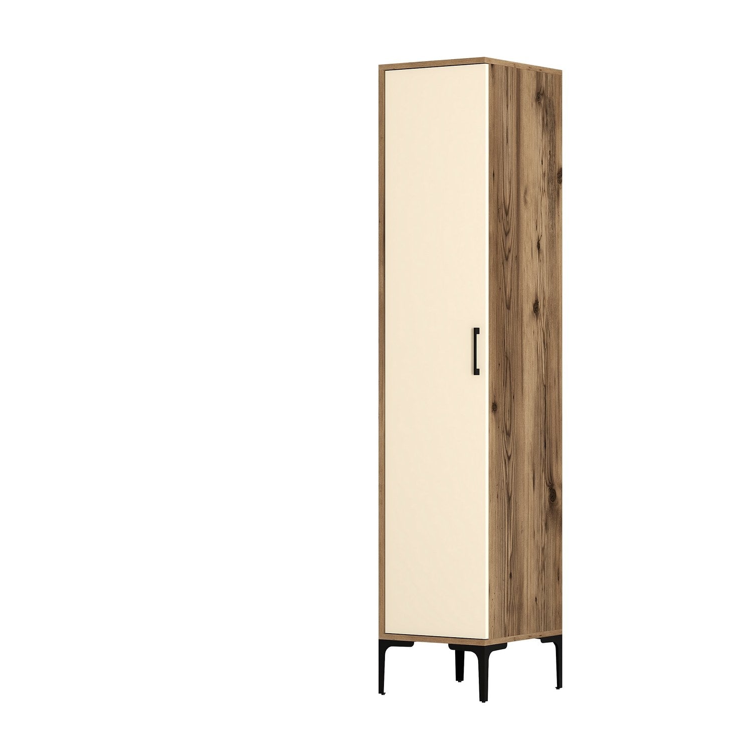 Guarda-roupa elegante – 201,4 x 40 x 47,5 cm – nogueira e creme – melamina