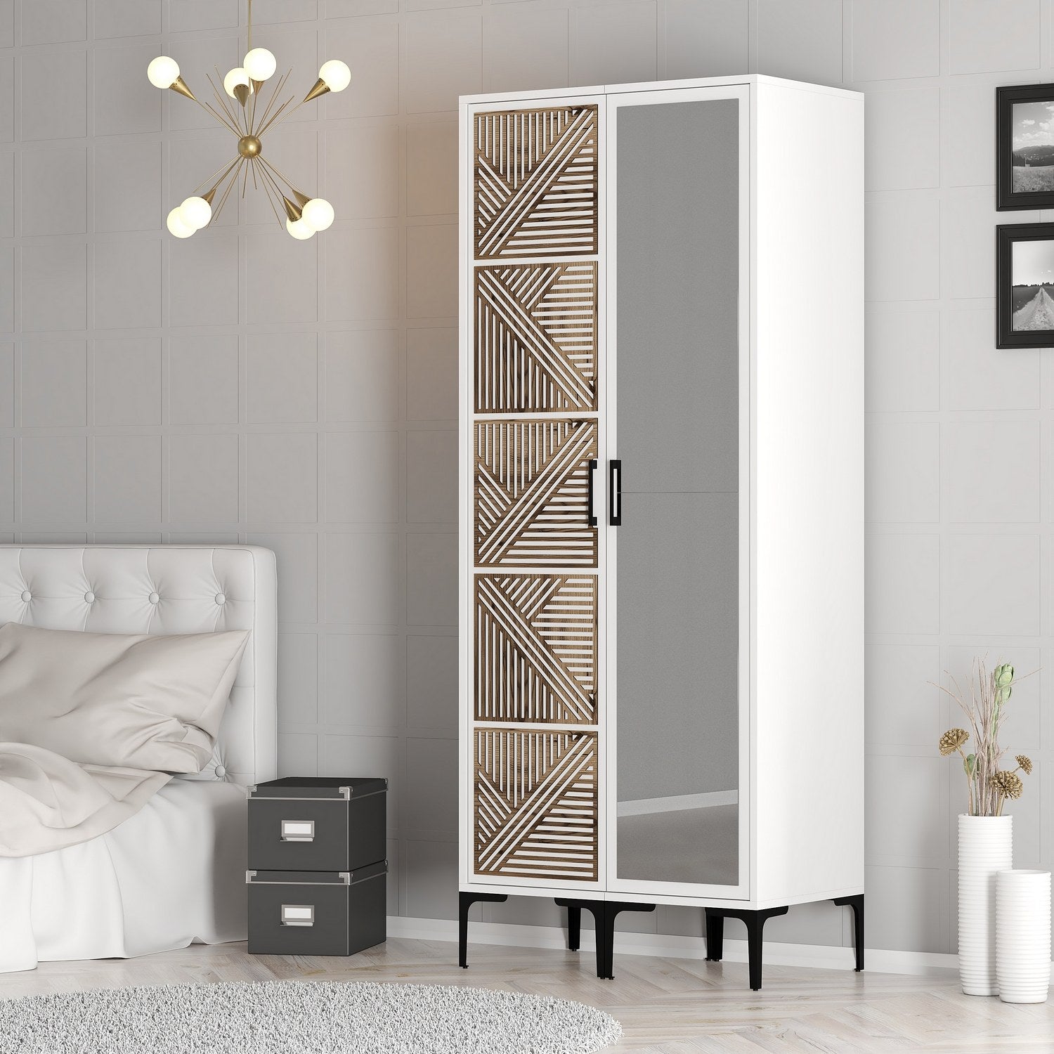 Guarda-roupa – 80 cm x 201,4 cm x 47,5 cm – Branco – Painel de partículas revestido de melamina