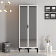 Guarda-roupa elegante – 80 cm x 201,4 cm x 47,5 cm – Branco – Painel de partículas revestido a melamina