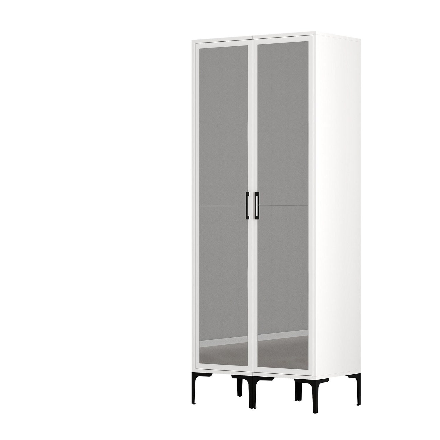 Guarda-roupa elegante – 80 cm x 201,4 cm x 47,5 cm – Branco – Painel de partículas revestido a melamina