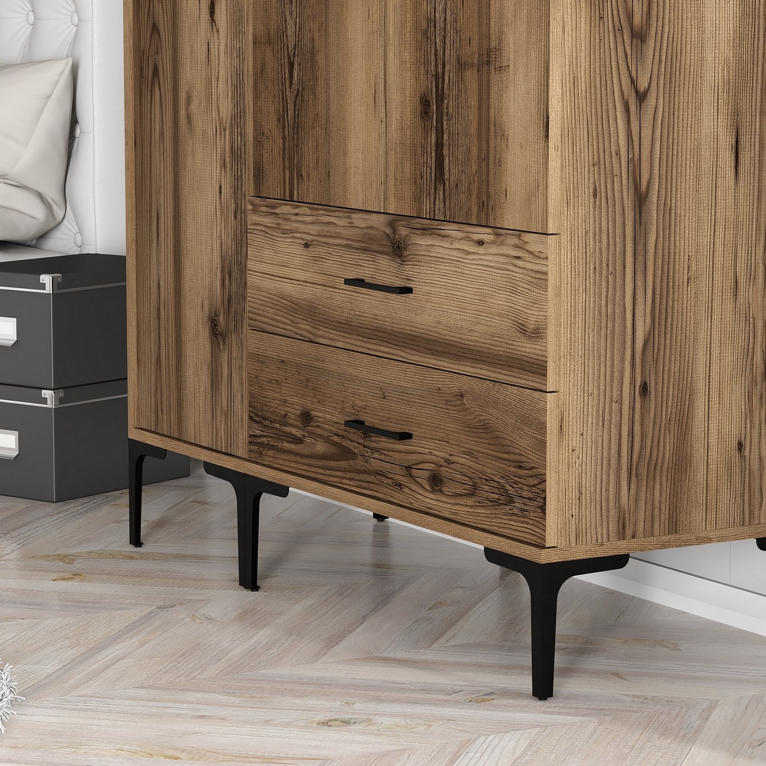 Guarda-roupa em nogueira – 120 cm x 201,4 cm x 47,5 cm – madeira