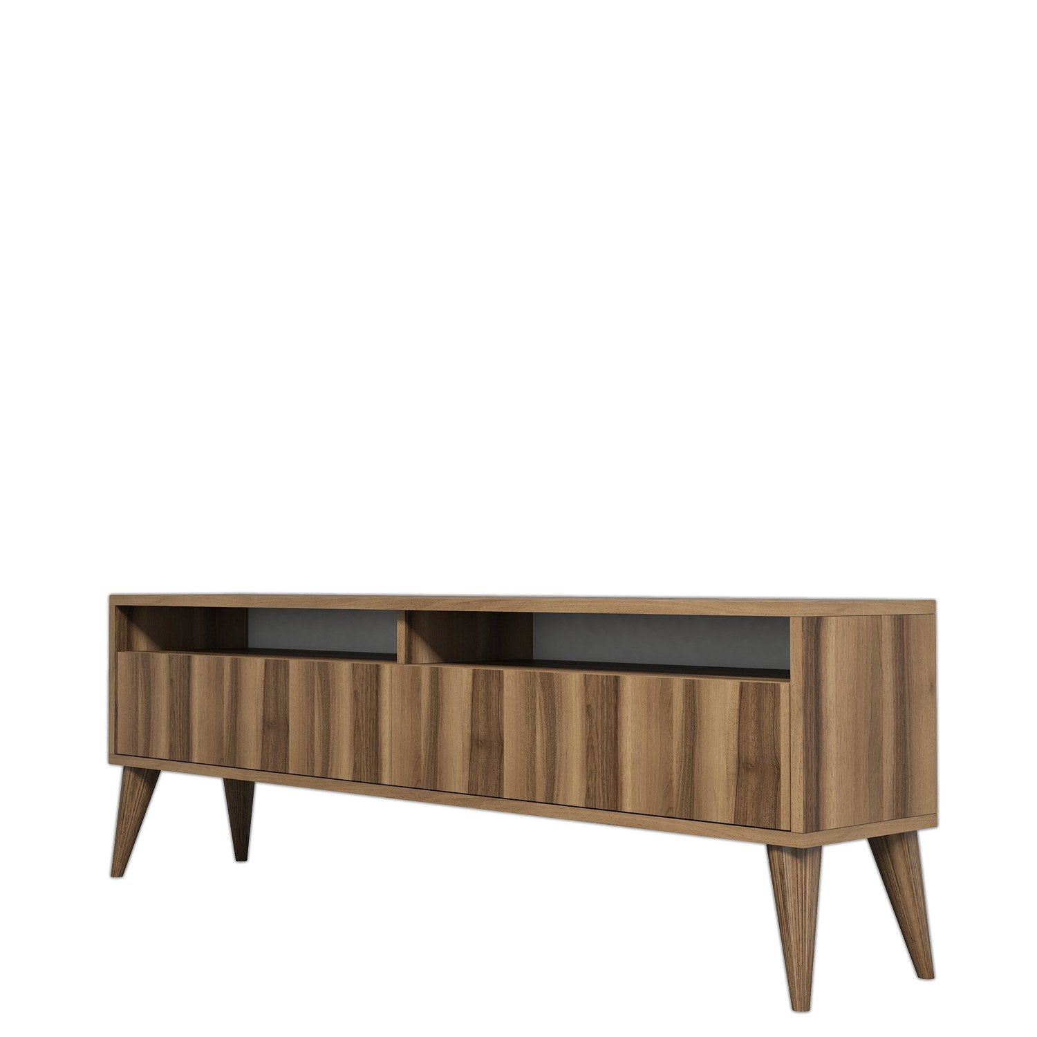 Suporte de TV elegante em nogueira, 150 cm x 30 cm x 50 cm | Painel de partículas 100% revestido em melamina, 18 mm de espessura | Perfeito para salas de estar e espaços de entretenimento modernos