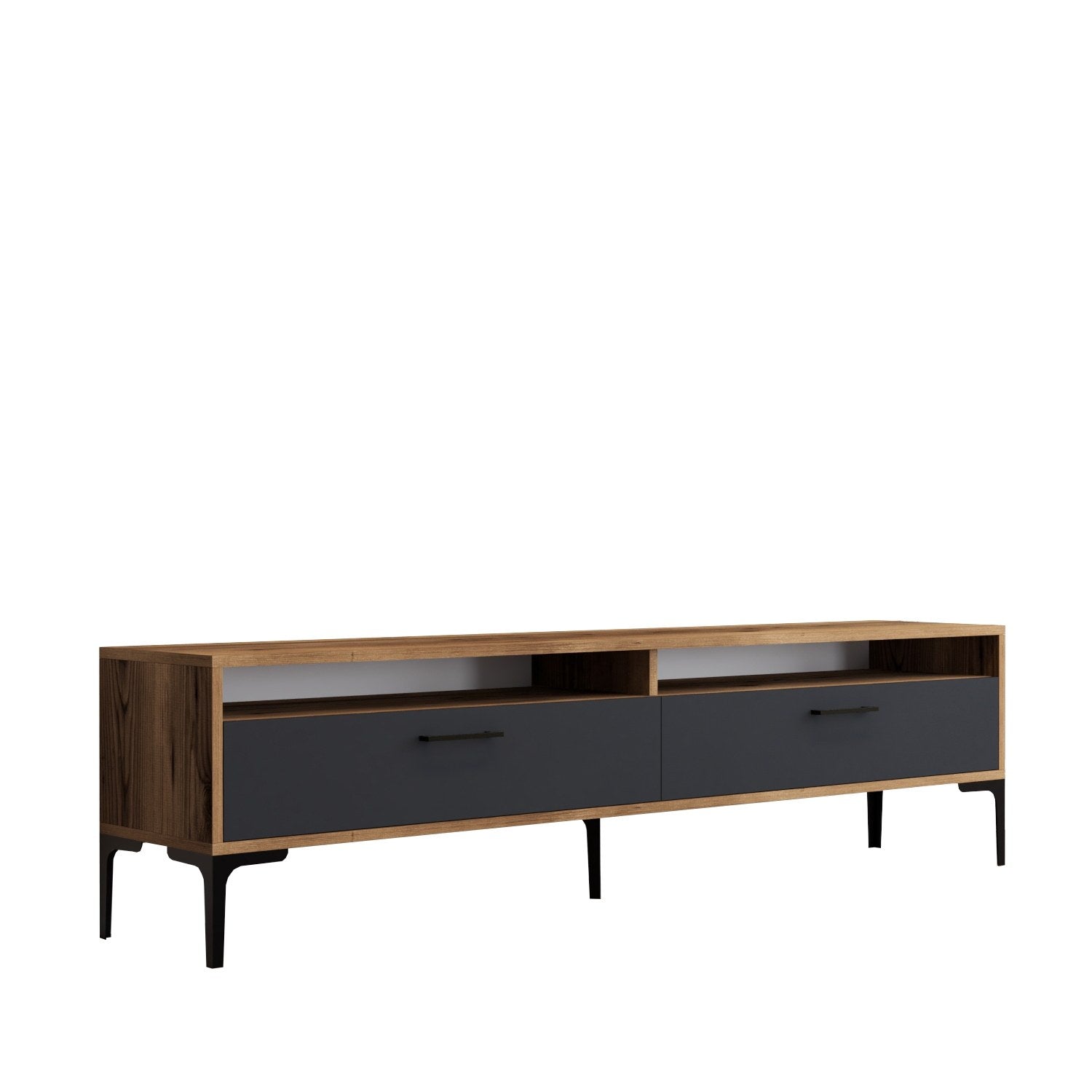 Suporte de TV elegante, nogueira e antracite, 180 x 35 x 47 cm | Painel de partículas 100% revestido de melamina, 18 mm de espessura | Design moderno para salas de estar e espaços de entretenimento