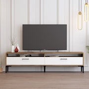 Suporte de TV elegante, nogueira e branco, 180 x 35 x 47 cm | Painel de partículas 100% revestido de melamina, 18 mm de espessura | Design moderno para salas de estar e espaços de entretenimento