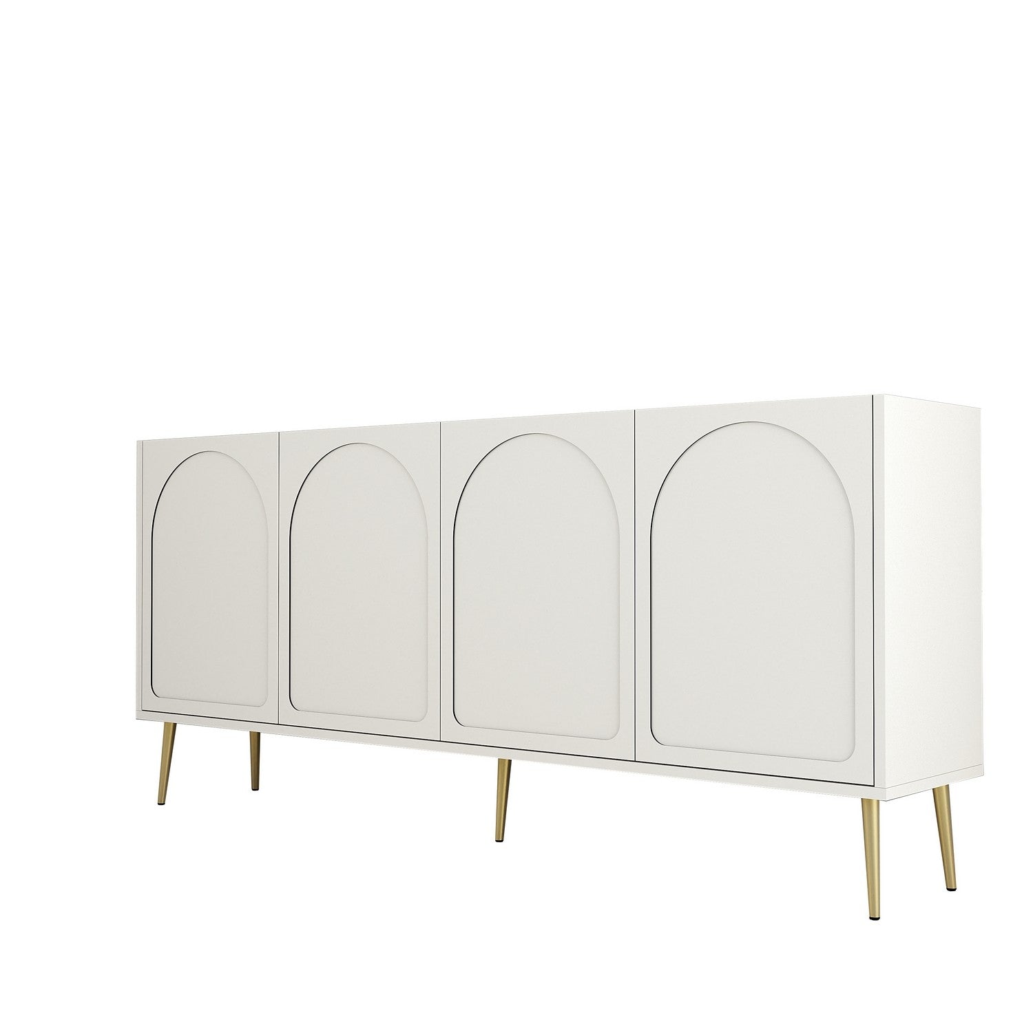 Aparador Elegante em Creme e Dourado – 180 x 80 x 35 cm – Aglomerado de partículas revestido a melamina