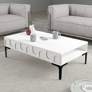 Mesa de Centro – 105 x 60 x 32,6 cm – Branca e Preta – Painel de Partículas