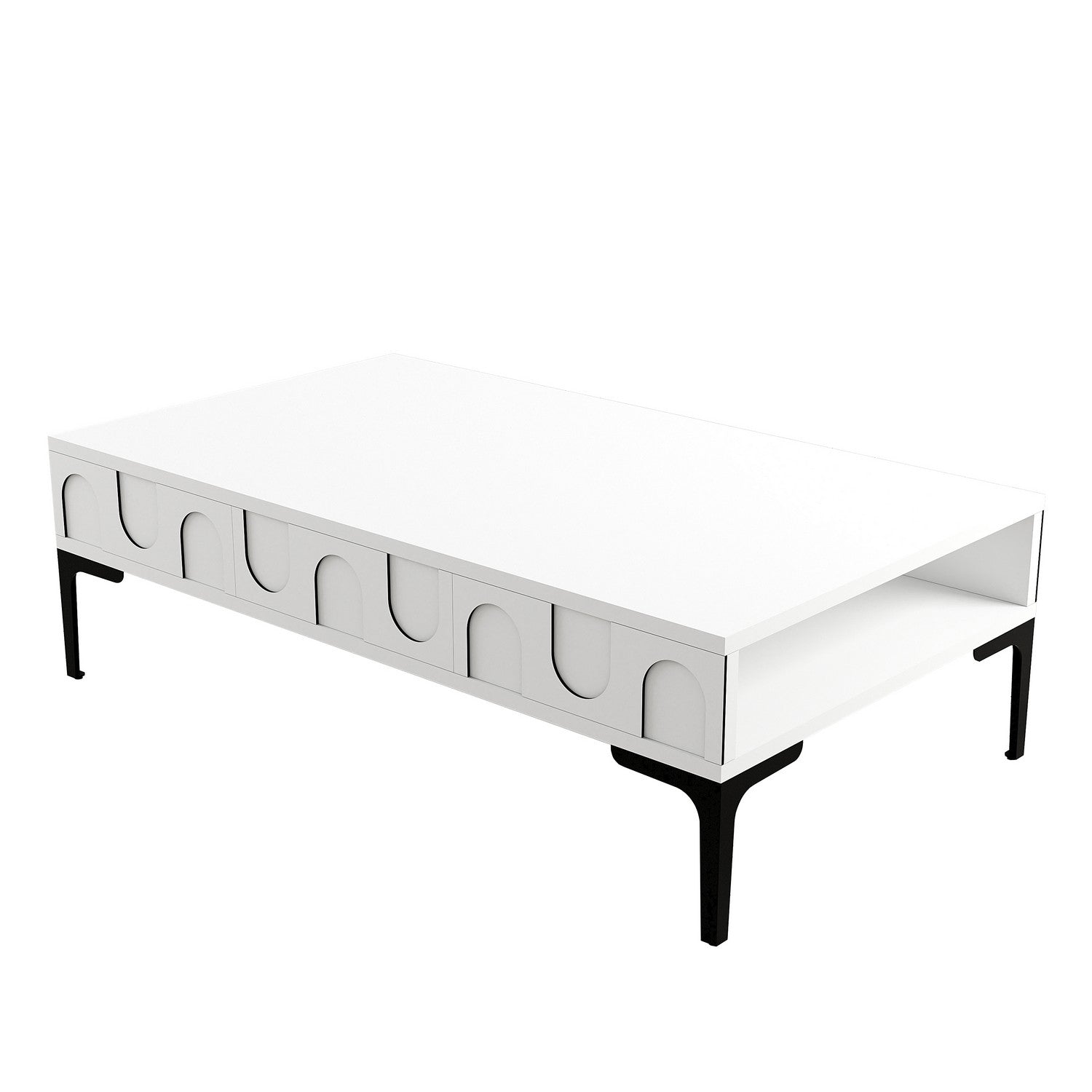 Mesa de Centro – 105 x 60 x 32,6 cm – Branca e Preta – Painel de Partículas