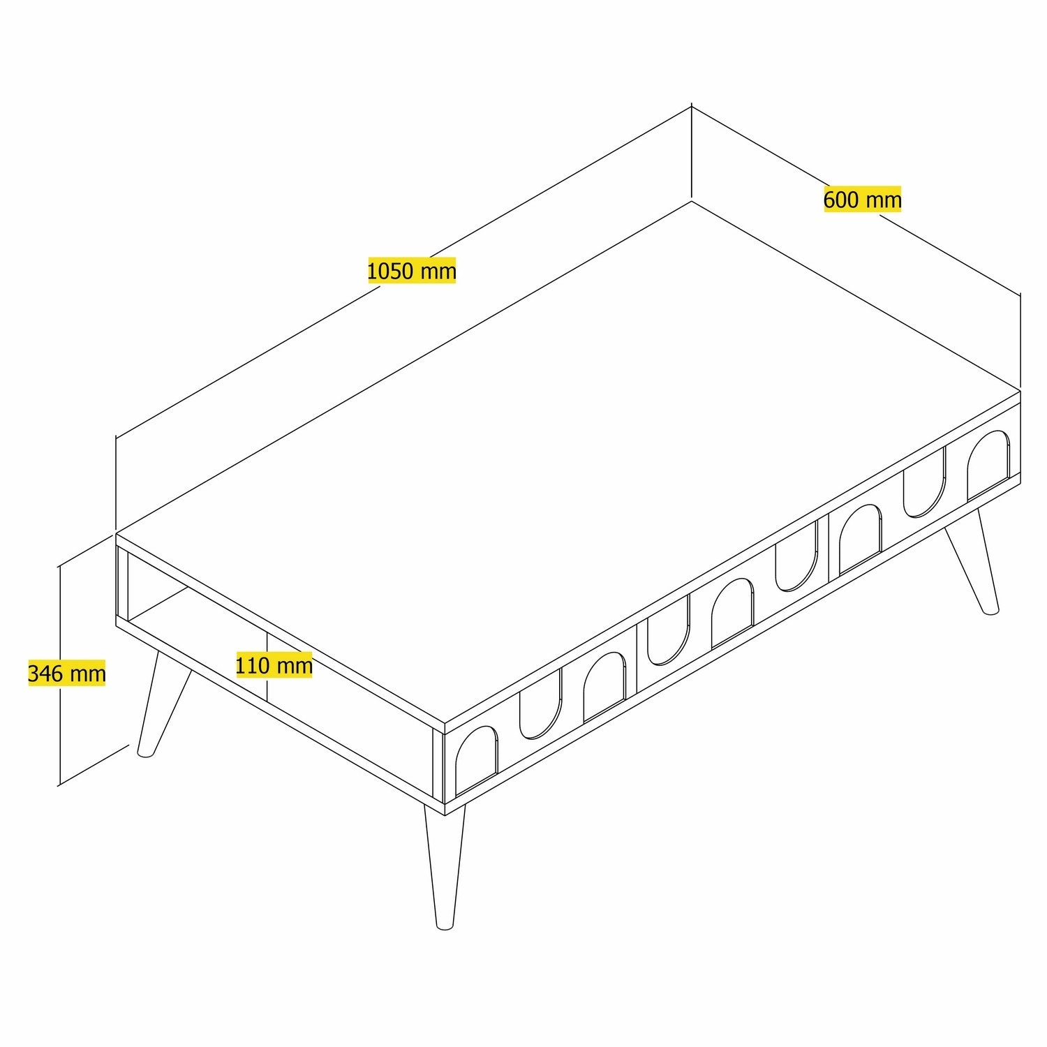 Mesa de Centro – 105 x 60 x 34,6 cm – Branco e Nogueira – Painel de Partículas