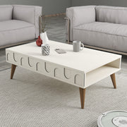 Mesa de Centro – 105 x 60 x 34,6 cm – Creme e Nogueira – Painel de Partículas