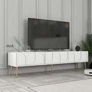 Móvel de TV – 180 x 43 x 35 cm – Branco e Dourado – Painéis de partículas revestidos a melamina