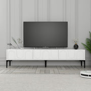 Suporte de TV elegante, branco e preto, 180 cm x 42 cm x 35 cm | Painel de partículas 100% revestido de melamina, 18 mm de espessura | Montável na parede com várias prateleiras