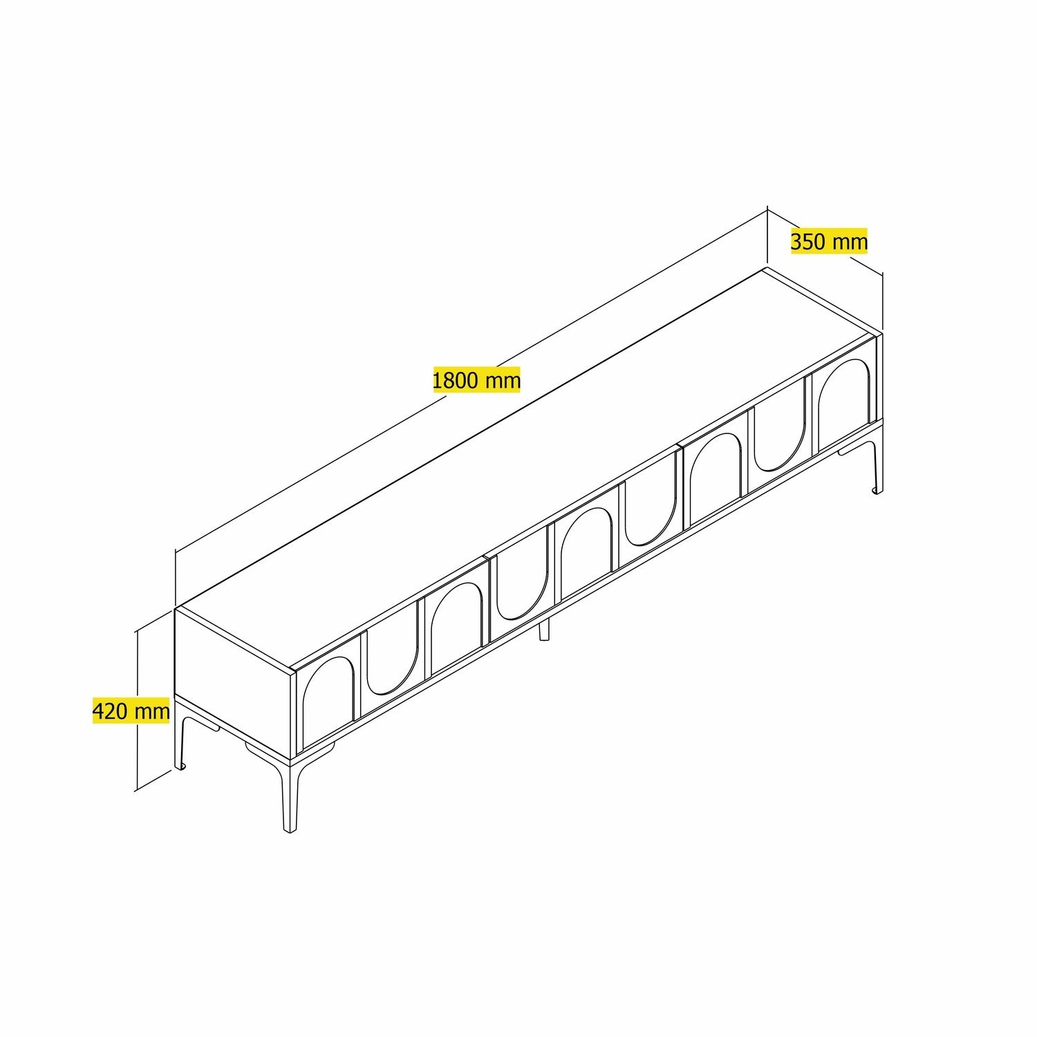 Suporte de TV elegante, branco e preto, 180 cm x 42 cm x 35 cm | Painel de partículas 100% revestido de melamina, 18 mm de espessura | Montável na parede com várias prateleiras