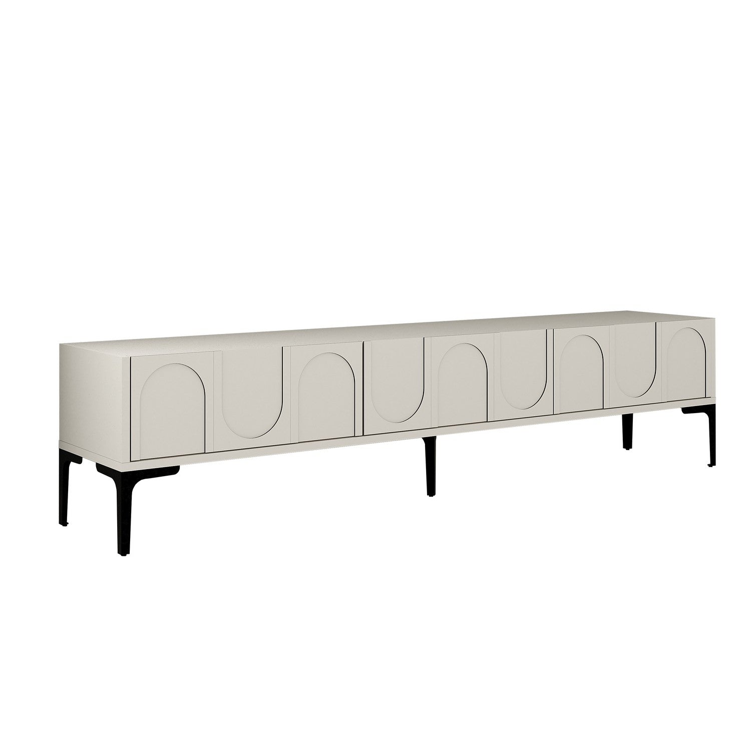 Suporte de TV elegante, creme e preto, 180 cm x 42 cm x 35 cm | Painel de partículas 100% revestido de melamina, 18 mm de espessura | Montável na parede com várias prateleiras