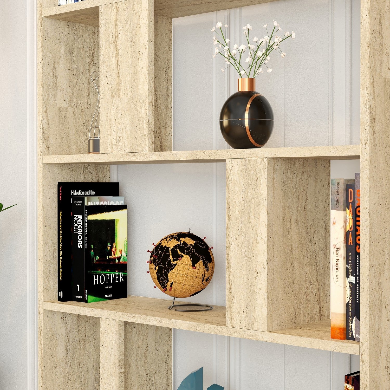 Estante de livros – 90 x 180 x 20 cm – cor travertino – painel de partículas