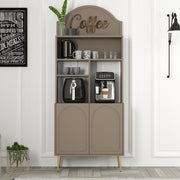 Armário de bar – 81.3 cm x 201 cm x 35 cm – Atlas e dourado – Painel de partículas revestido a melamina