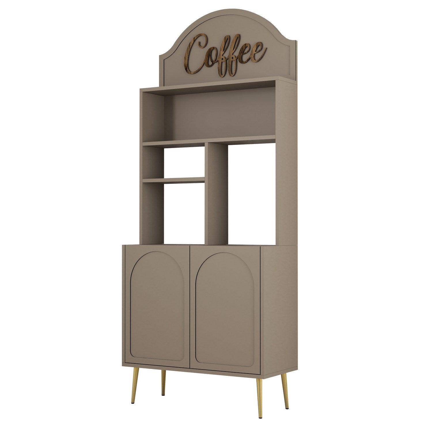 Armário de bar – 81.3 cm x 201 cm x 35 cm – Atlas e dourado – Painel de partículas revestido a melamina