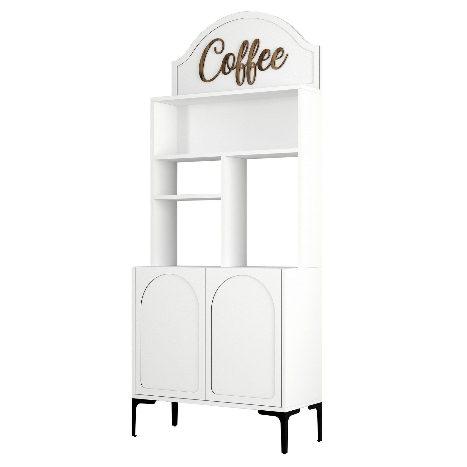 Armário de bar – 81.3cm x 201cm x 35cm – Branco e Preto – Painéis de partículas revestidos a melamina