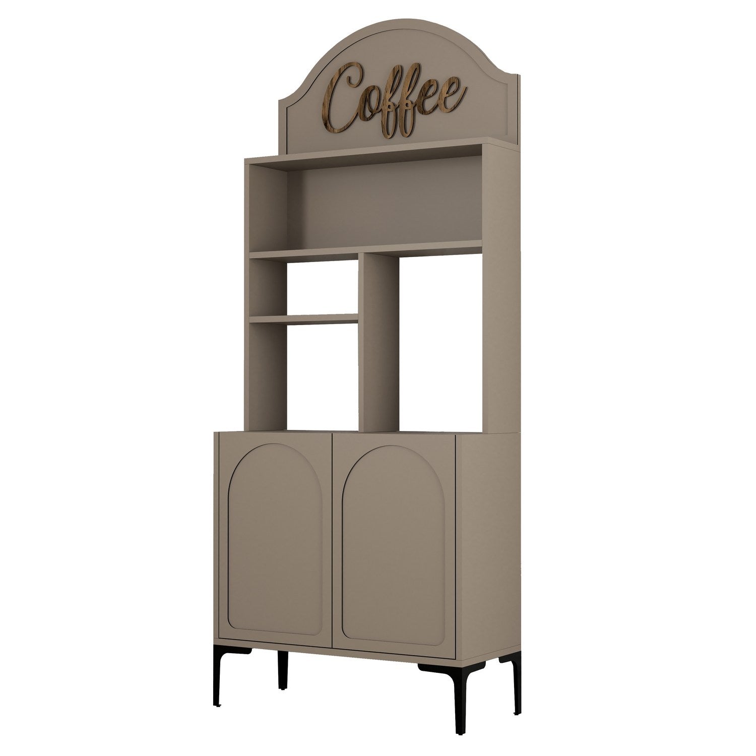 Armário de Bar – 81.3 cm x 201 cm x 35 cm – Preto e Atlas – Painel de Partículas