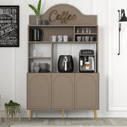 Armário de bar para café – 120cm x 202cm x 35cm – Dourado – Painel de partículas revestido a melamina