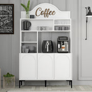Armário de bar de café – 120 cm x 202 cm x 35 cm – Branco e Preto – Painel de partículas