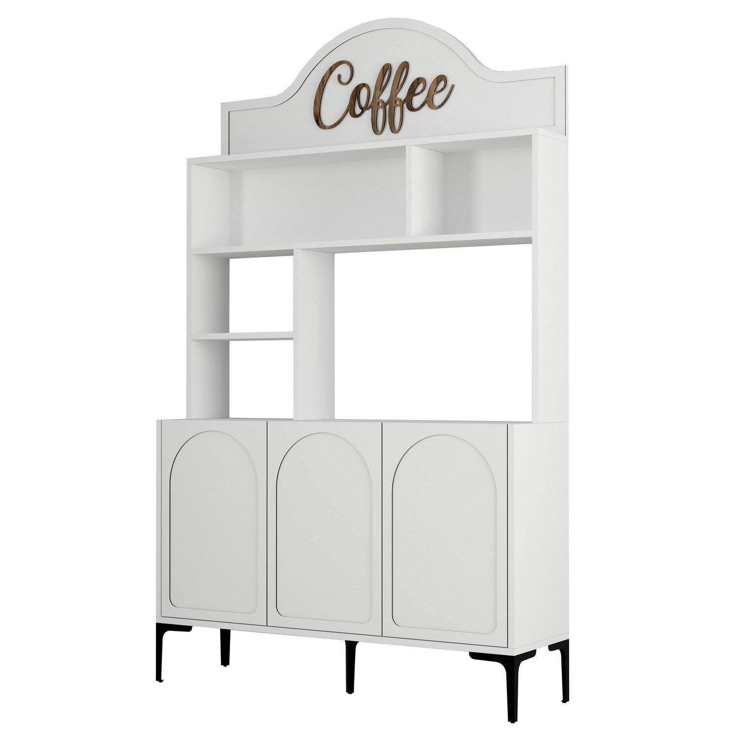 Armário de bar de café – 120 cm x 202 cm x 35 cm – Branco e Preto – Painel de partículas