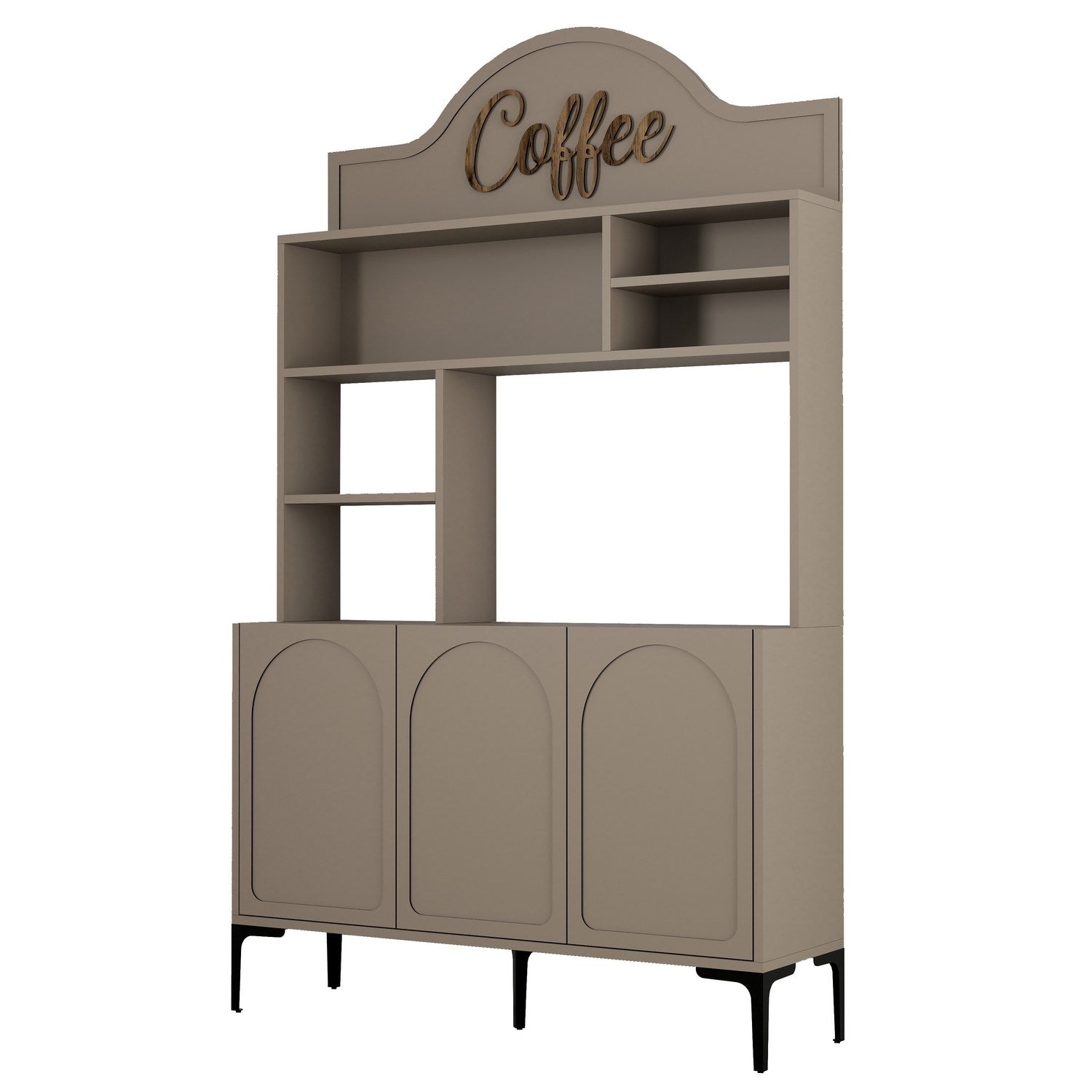 Armário de bar – 120cm x 202cm x 35cm – Preto e Atlas – Painel de partículas revestido a melamina