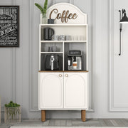 Armário de bar – 81.3 cm x 203 cm x 35 cm – Creme – Painel de partículas revestido a melamina