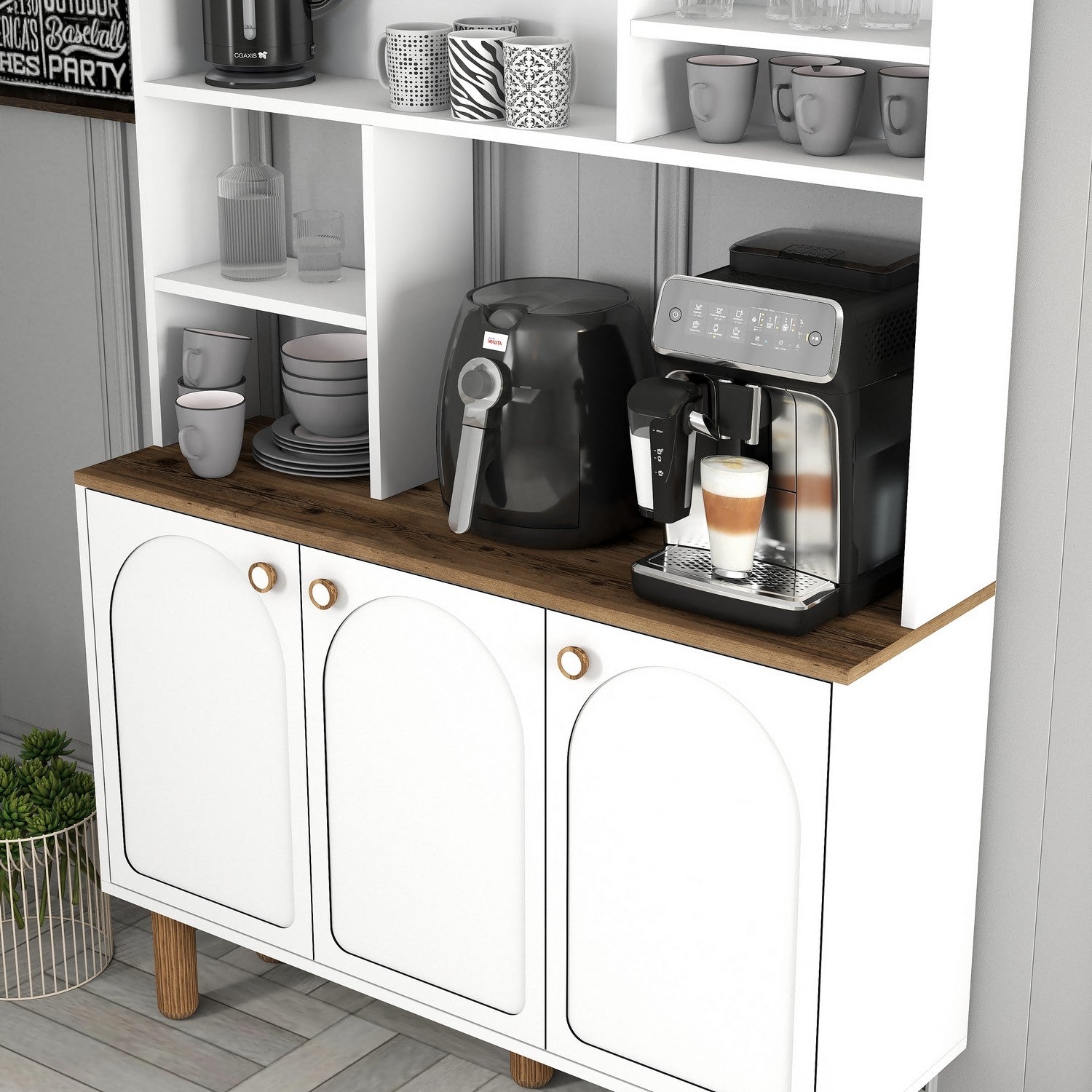 Armário de Bar de Café – 120x203x35 cm – Branco – Painel de Partículas