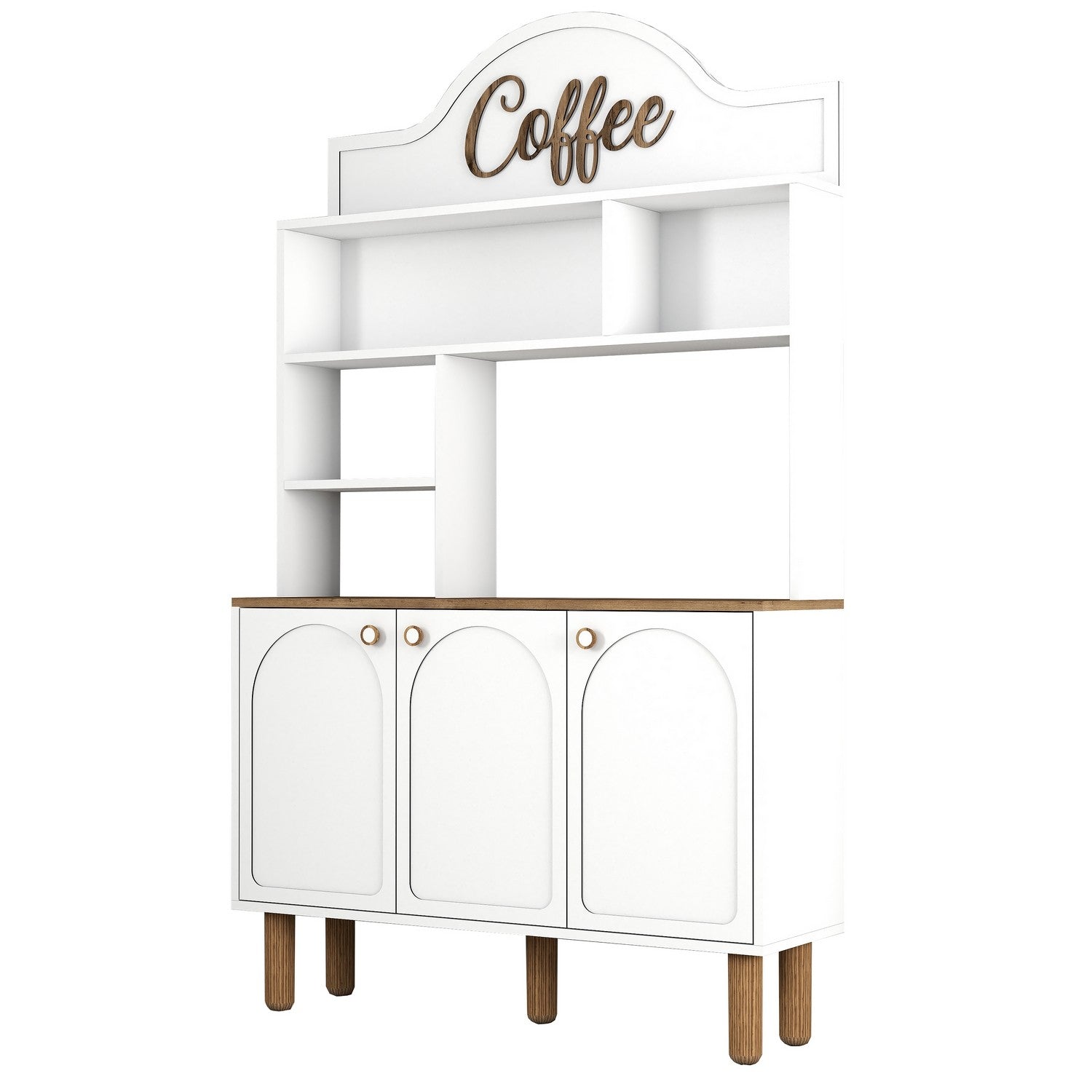 Armário de Bar de Café – 120x203x35 cm – Branco – Painel de Partículas