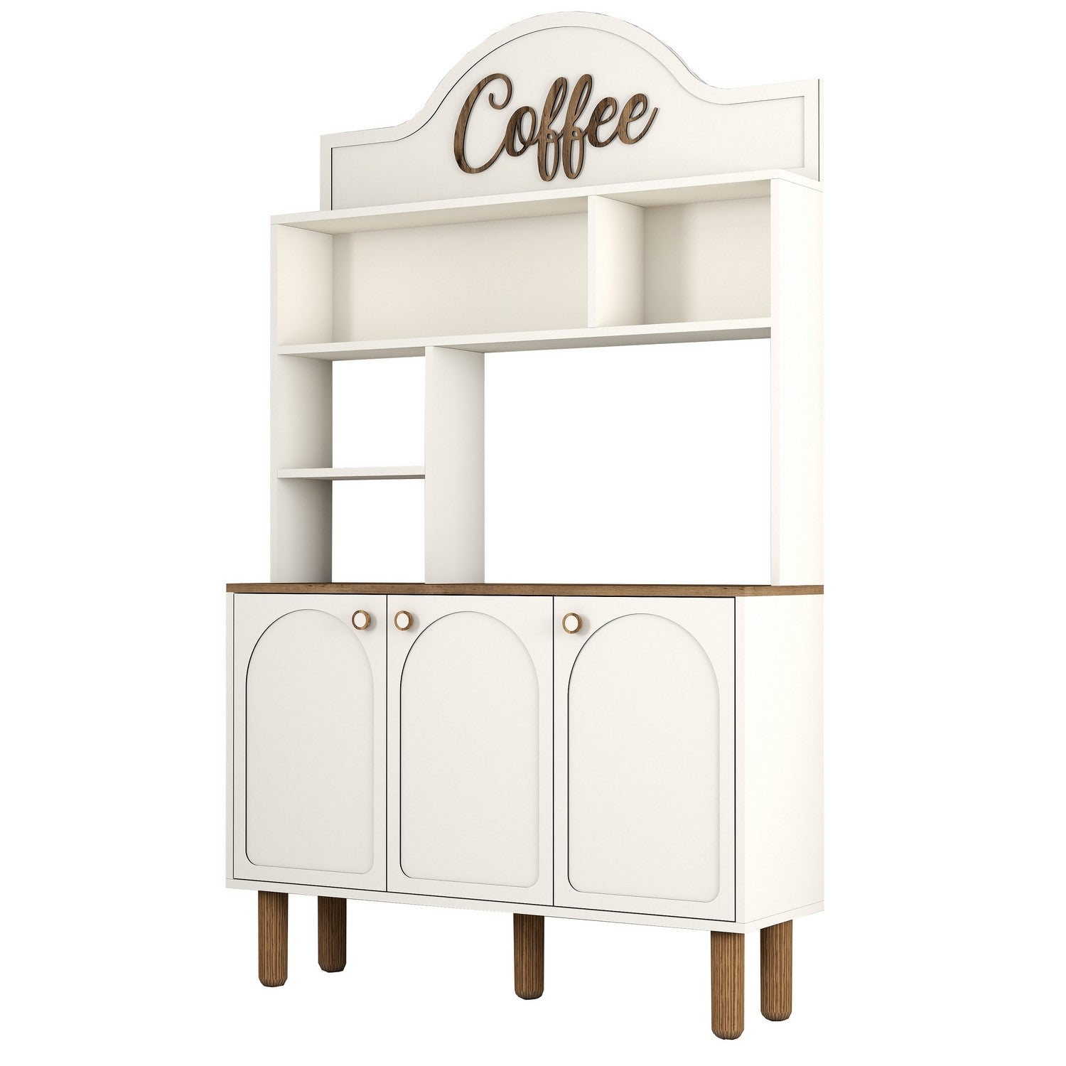 Armário de bar de café – 120 cm x 203 cm x 35 cm – creme – partículas revestidas a melamina