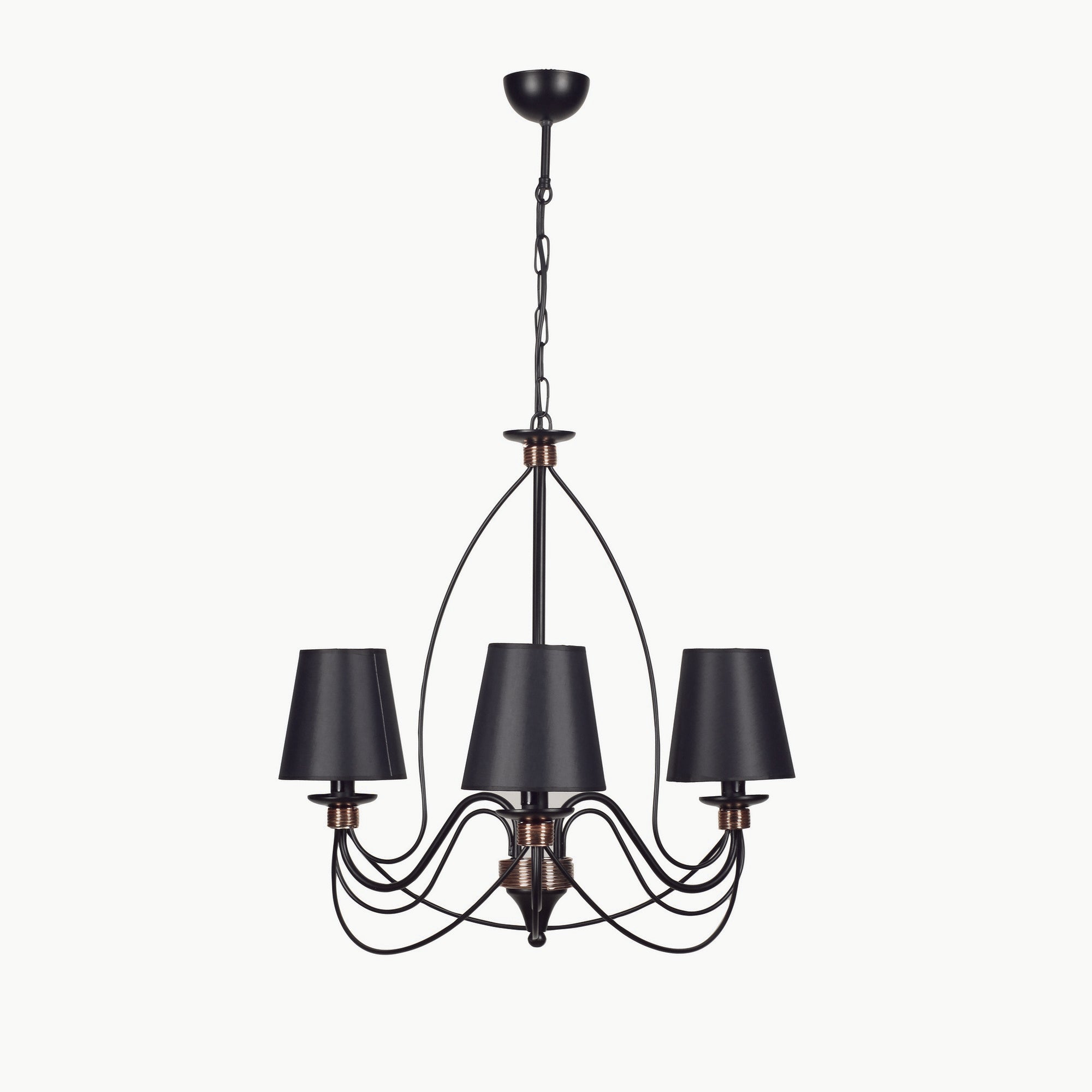 Candeeiro de Teto – 60 cm – Preto – Metal com revestimento de cobre