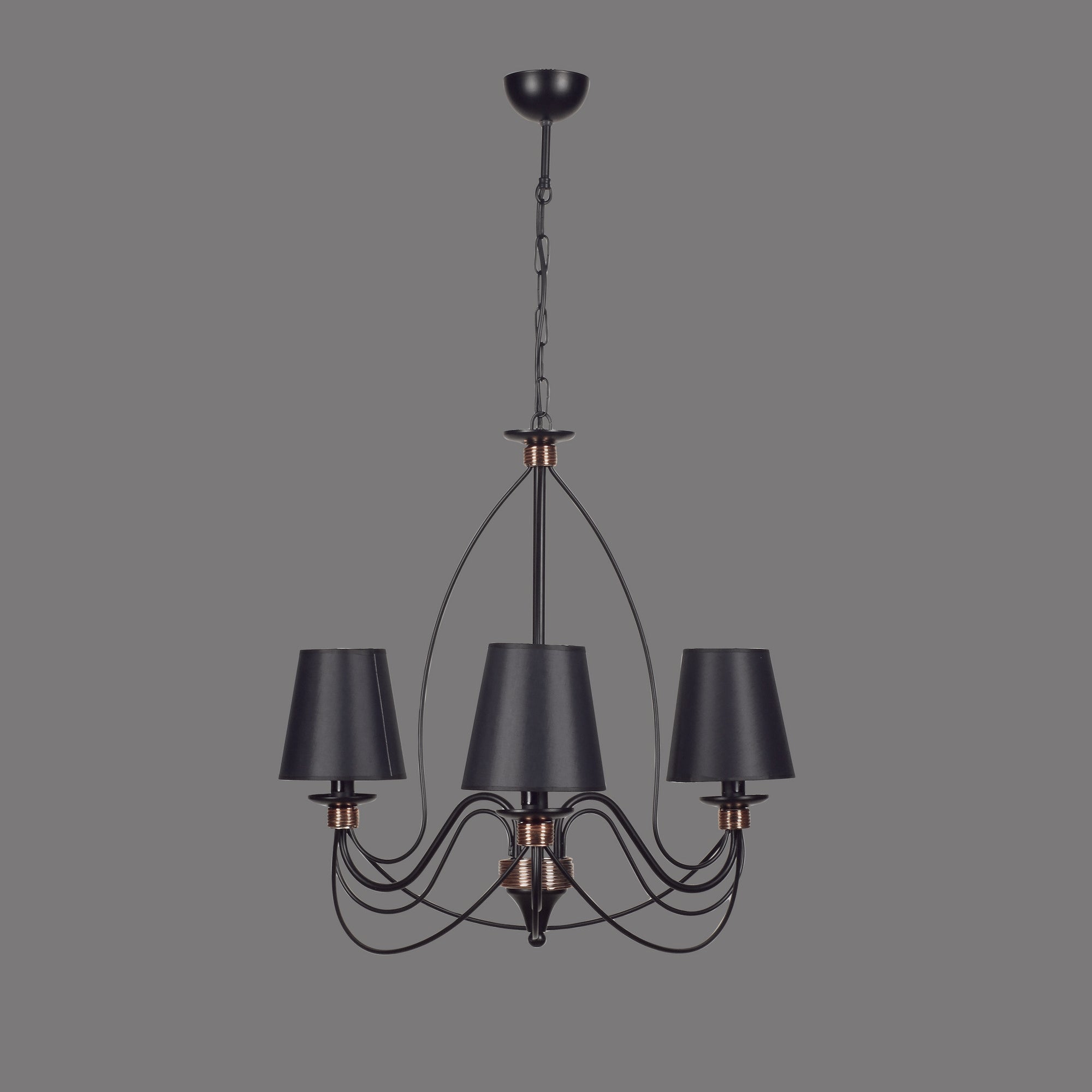 Candeeiro de Teto – 60 cm – Preto – Metal com revestimento de cobre