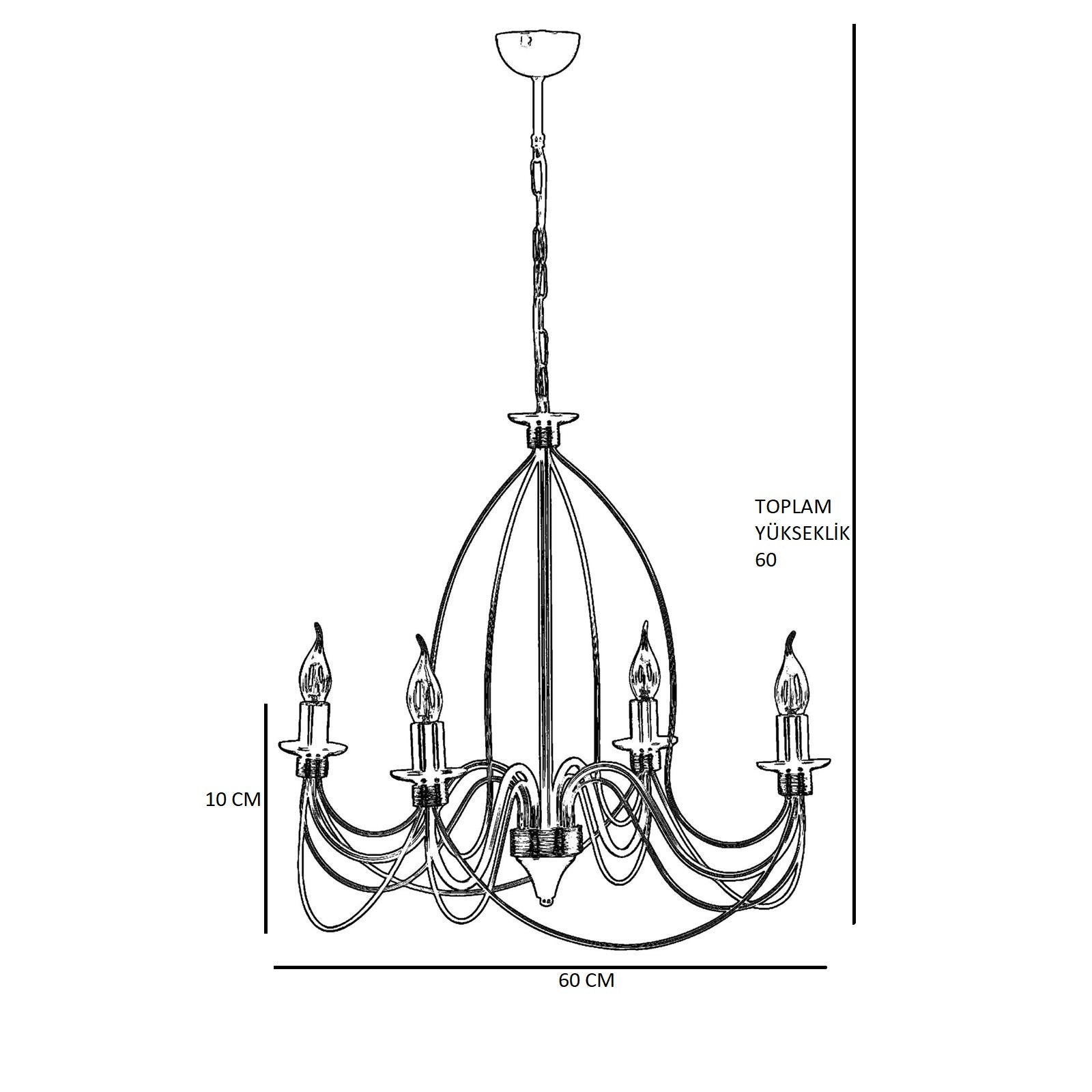 Candeeiro de Teto - 60 cm - Multicolorido - Metal