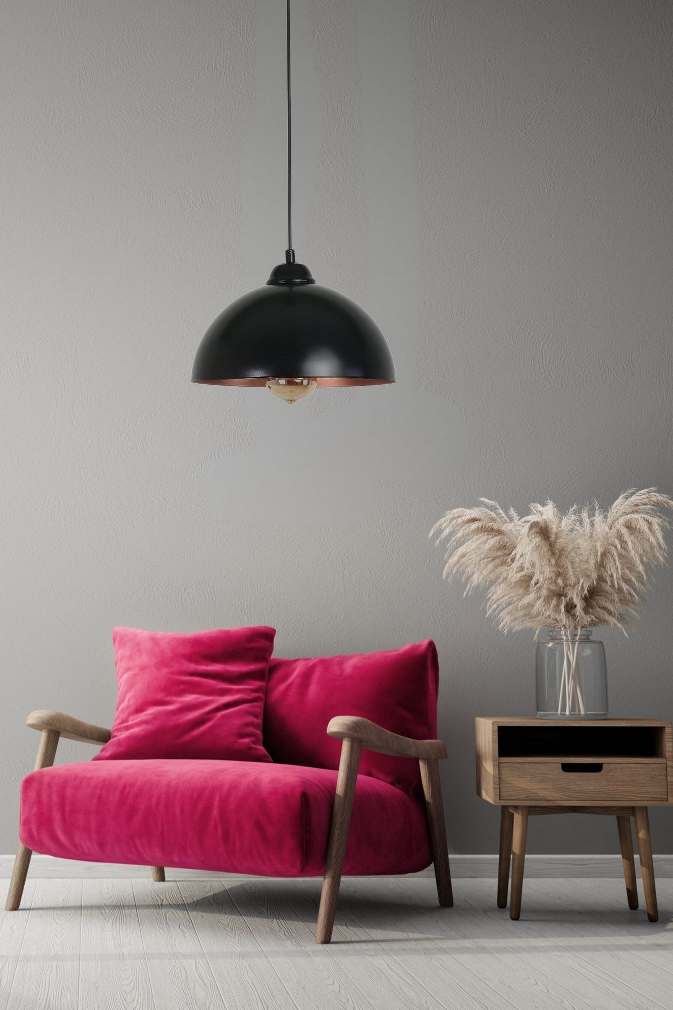 Candeeiro de Teto – 70 cm – Preto – Metal