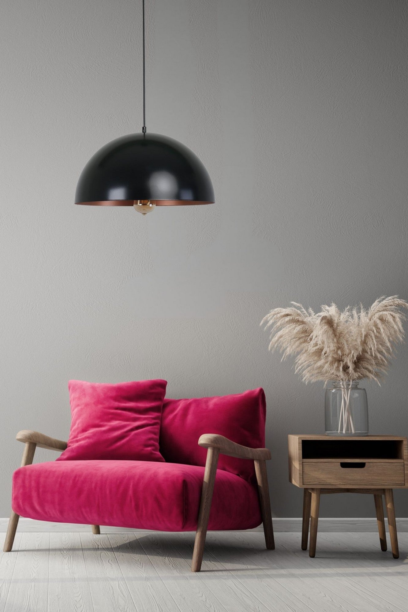 Candeeiro de Teto - 40 cm - Preto - Metal