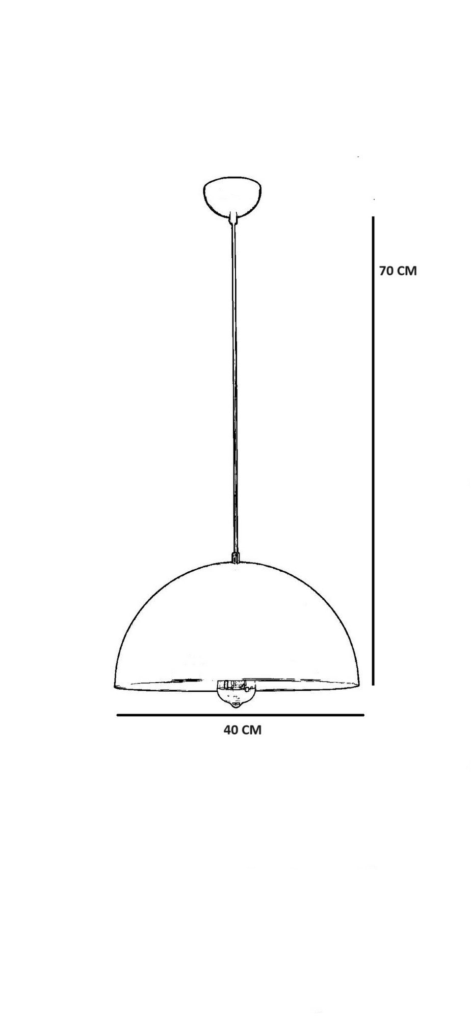Candeeiro de Teto - 40 cm - Preto - Metal