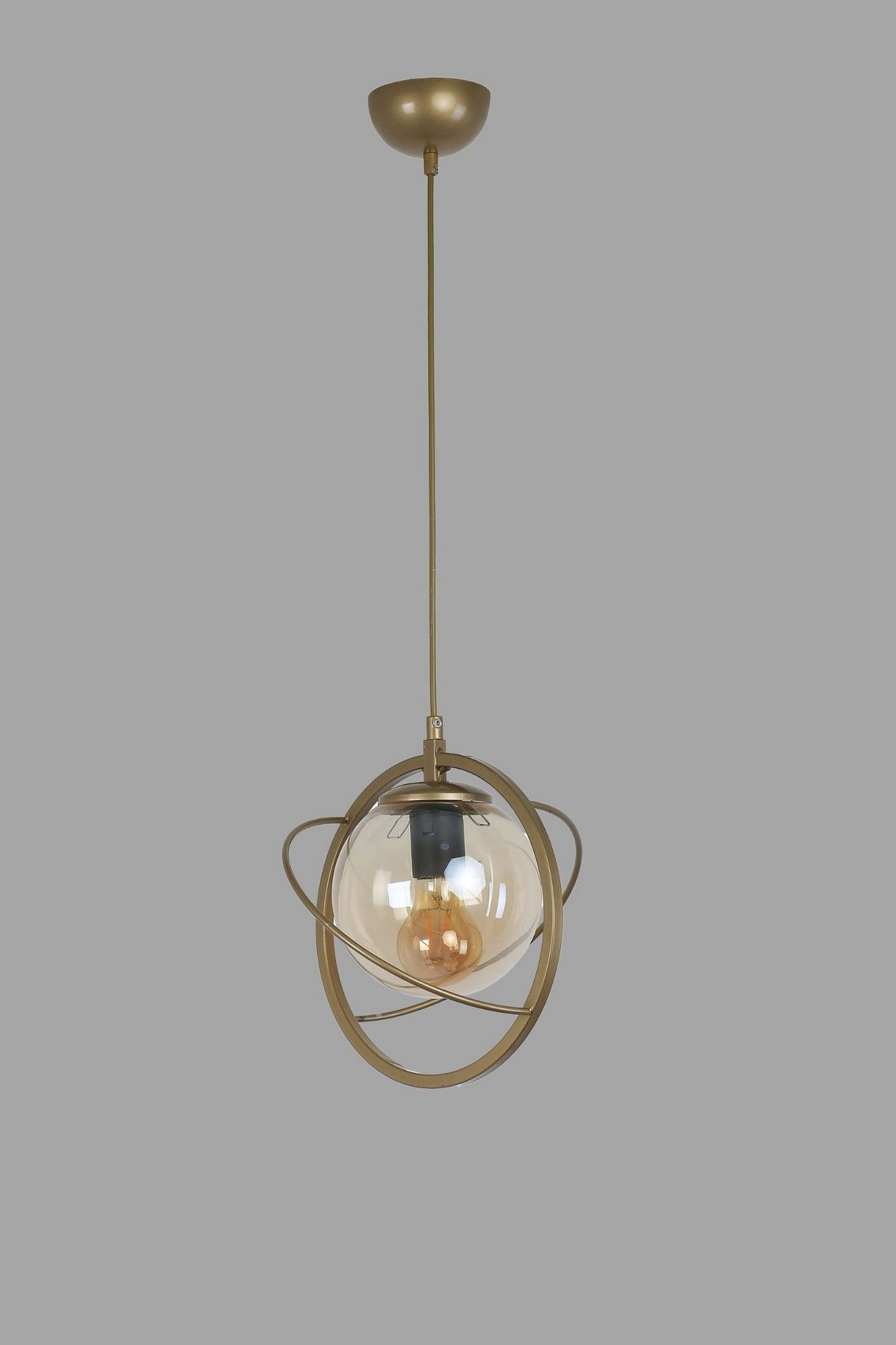 Candeeiro de Teto – 25 cm de diâmetro, 70 cm de altura – Antigo – Metal