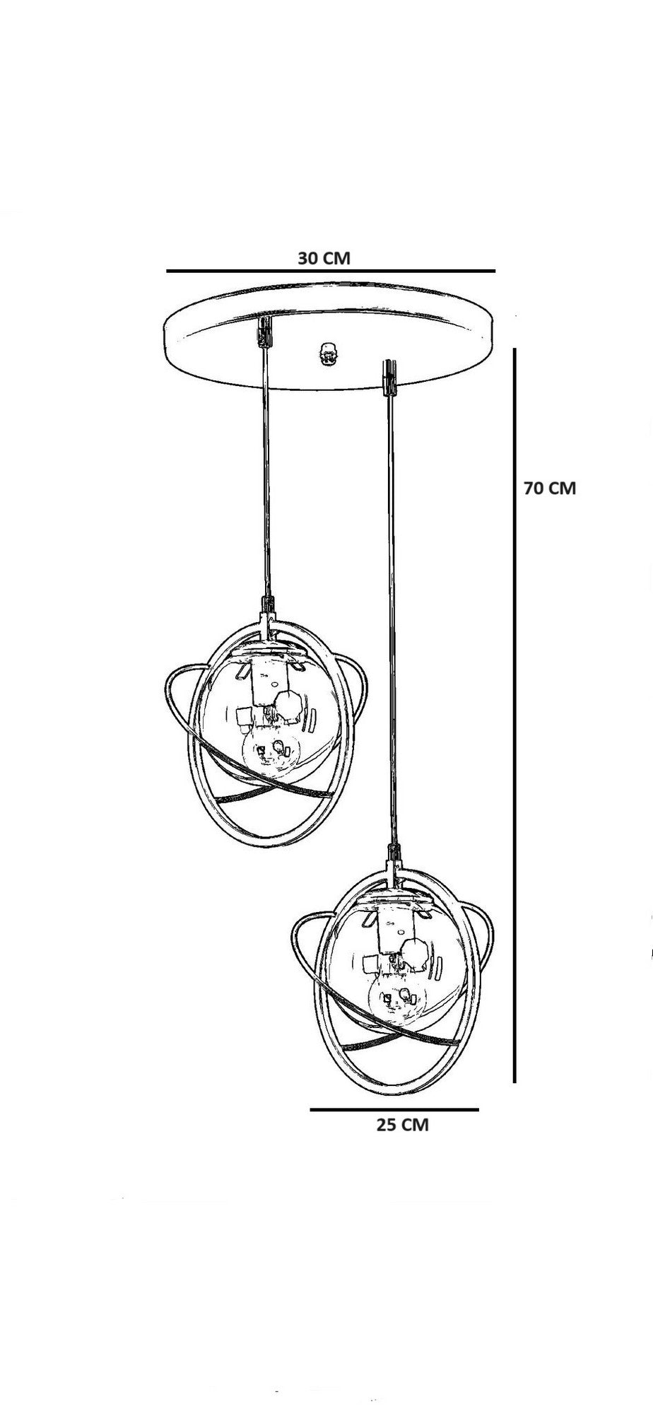 Candeeiro de Teto – 30 cm – Antigo – Metal