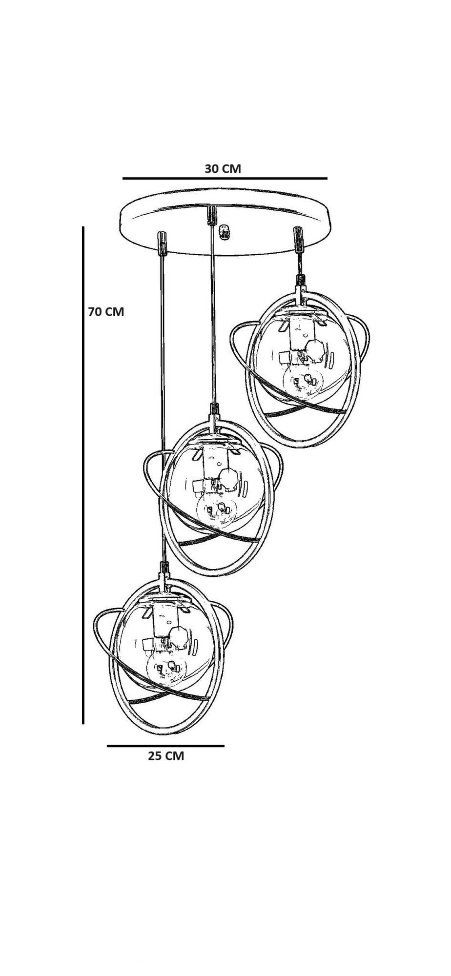 Candeeiro de Teto – 30 cm – Antigo – Metal