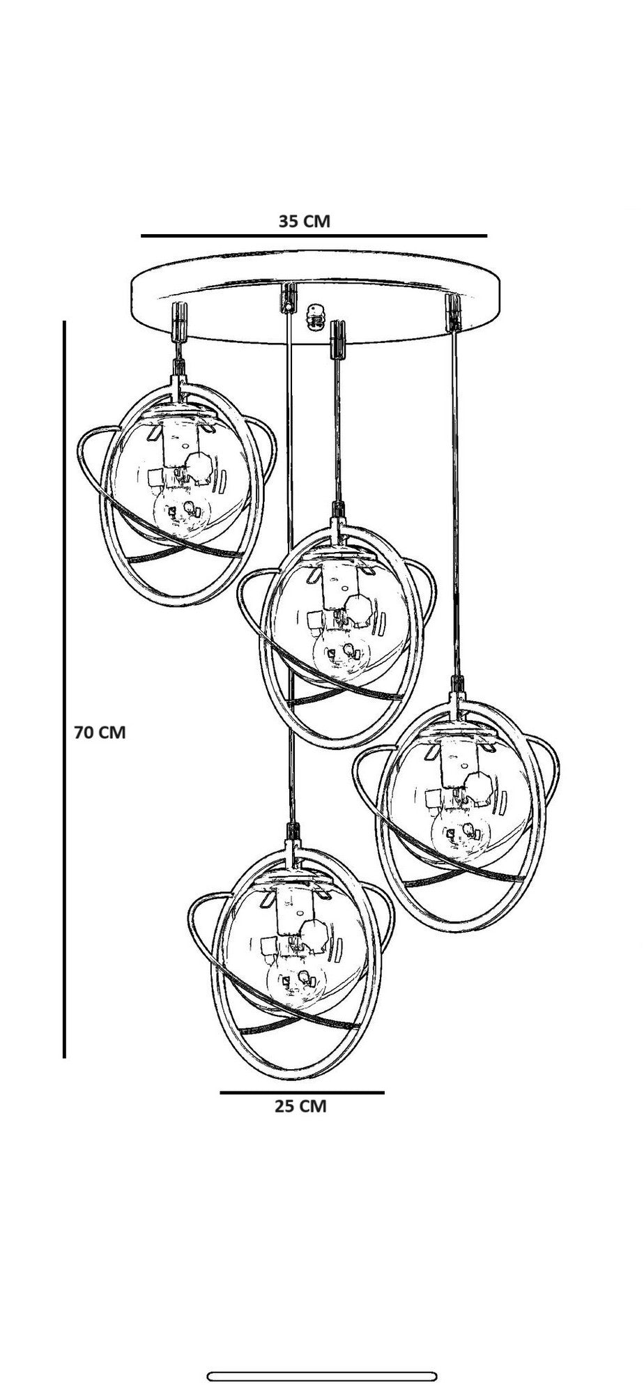 Candeeiro de Teto – 35 cm – Antigo – Metálico