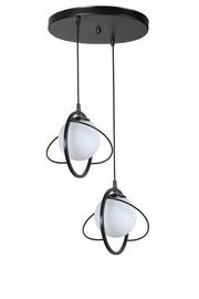 Candeeiro de Teto – 30 cm diâmetro – Preto e Branco – Metal