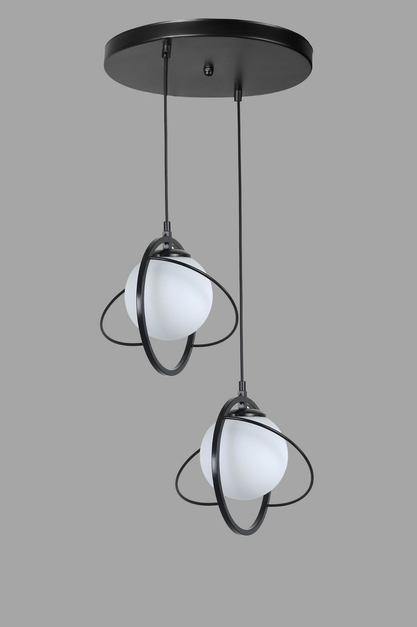 Candeeiro de Teto – 30 cm diâmetro – Preto e Branco – Metal