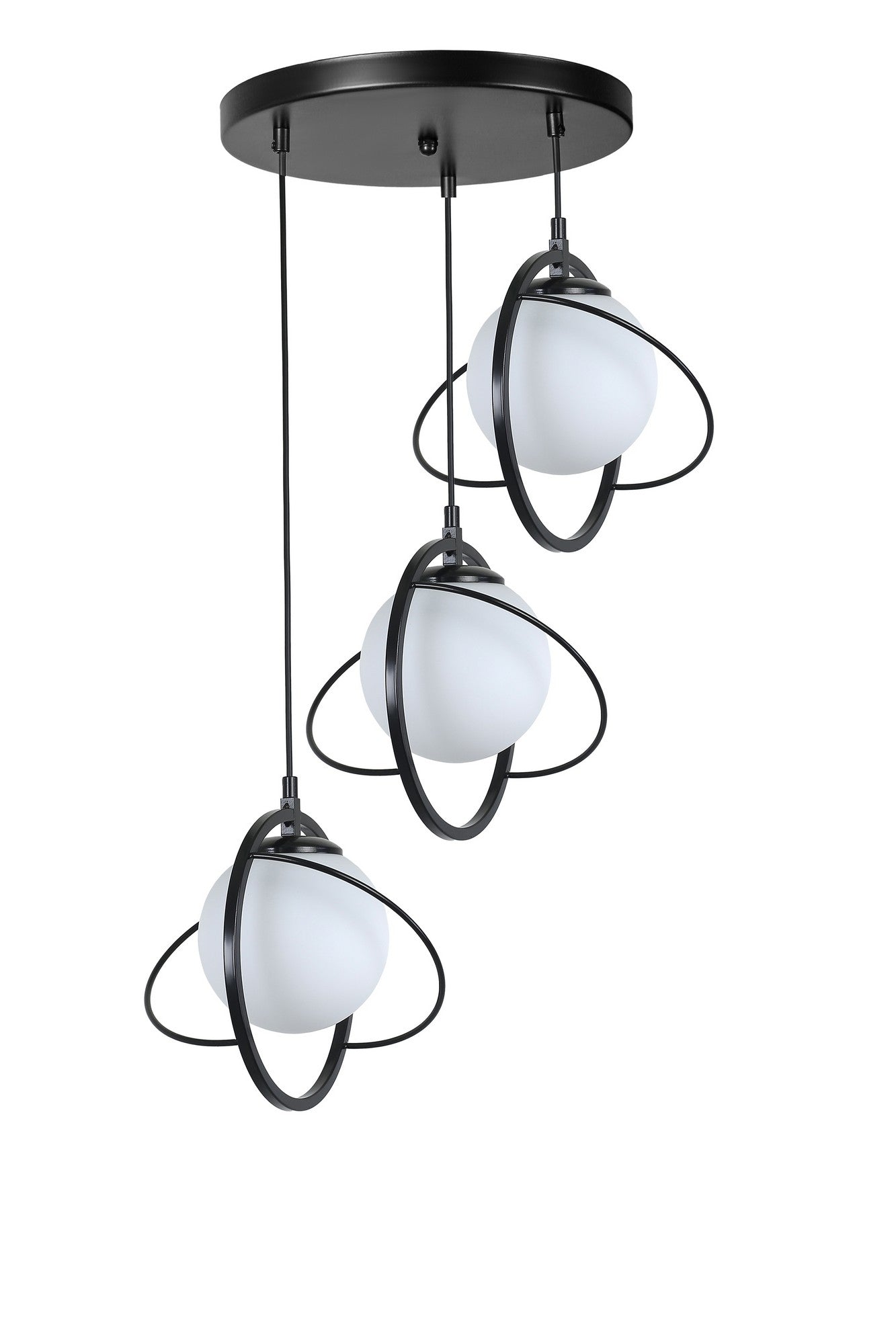 Candeeiro de Teto - 30 cm x 70 cm - Preto e Branco - Metal