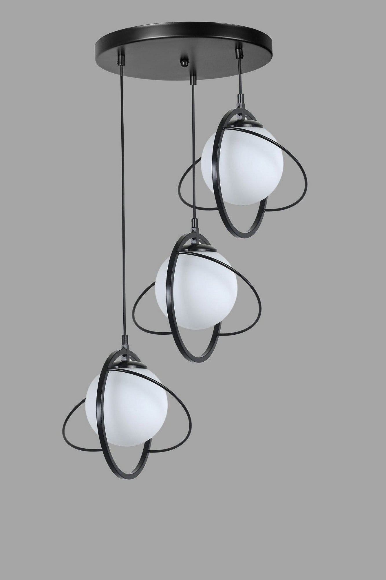 Candeeiro de Teto - 30 cm x 70 cm - Preto e Branco - Metal