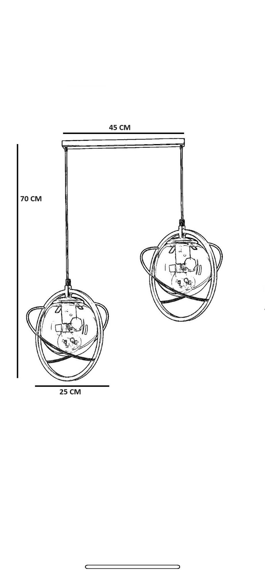 Candeeiro de Teto – 25 cm – Preto e Branco – Metálico