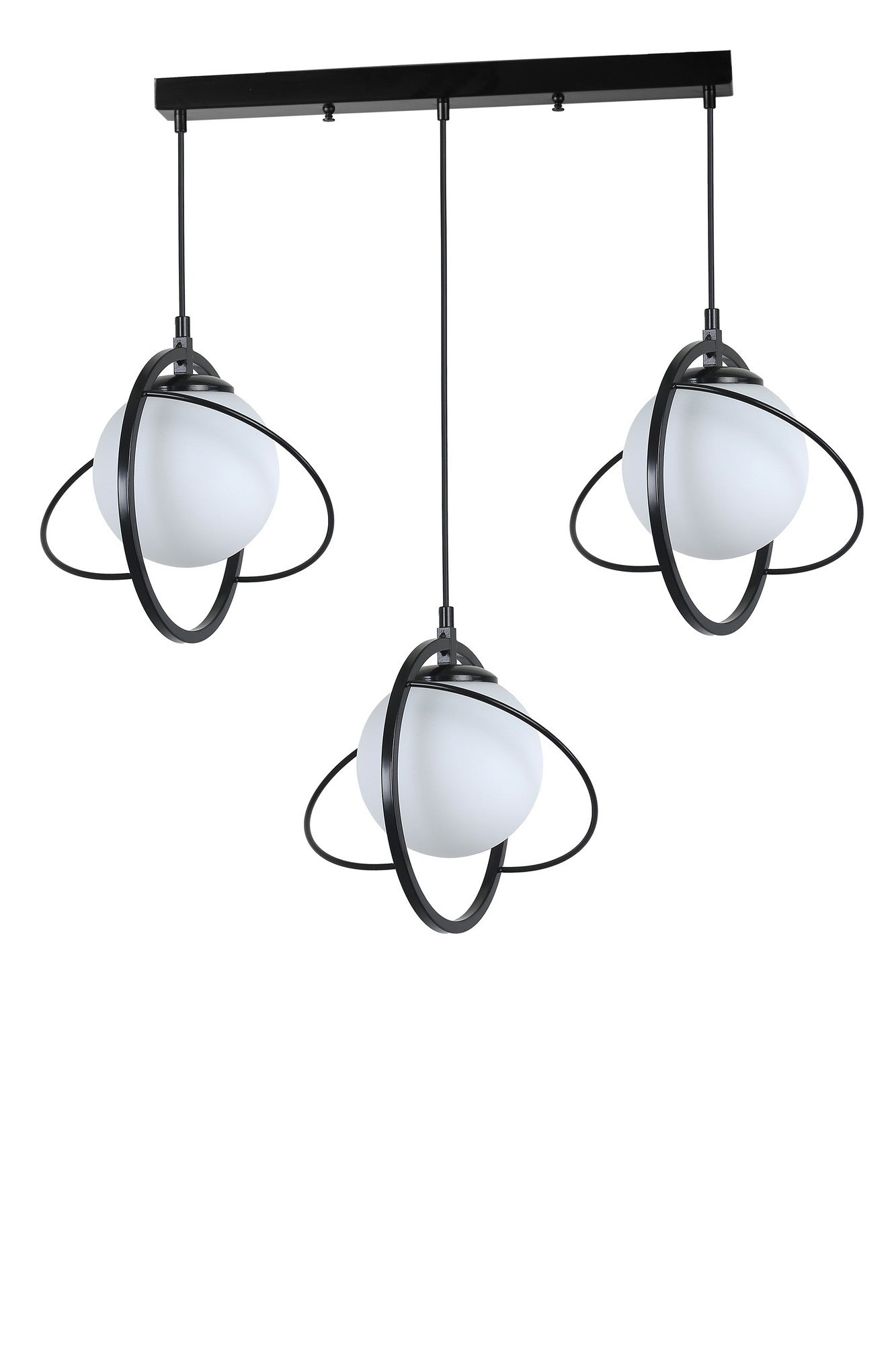 Candeeiro de Teto - 70 cm - Preto e Branco - Metálico