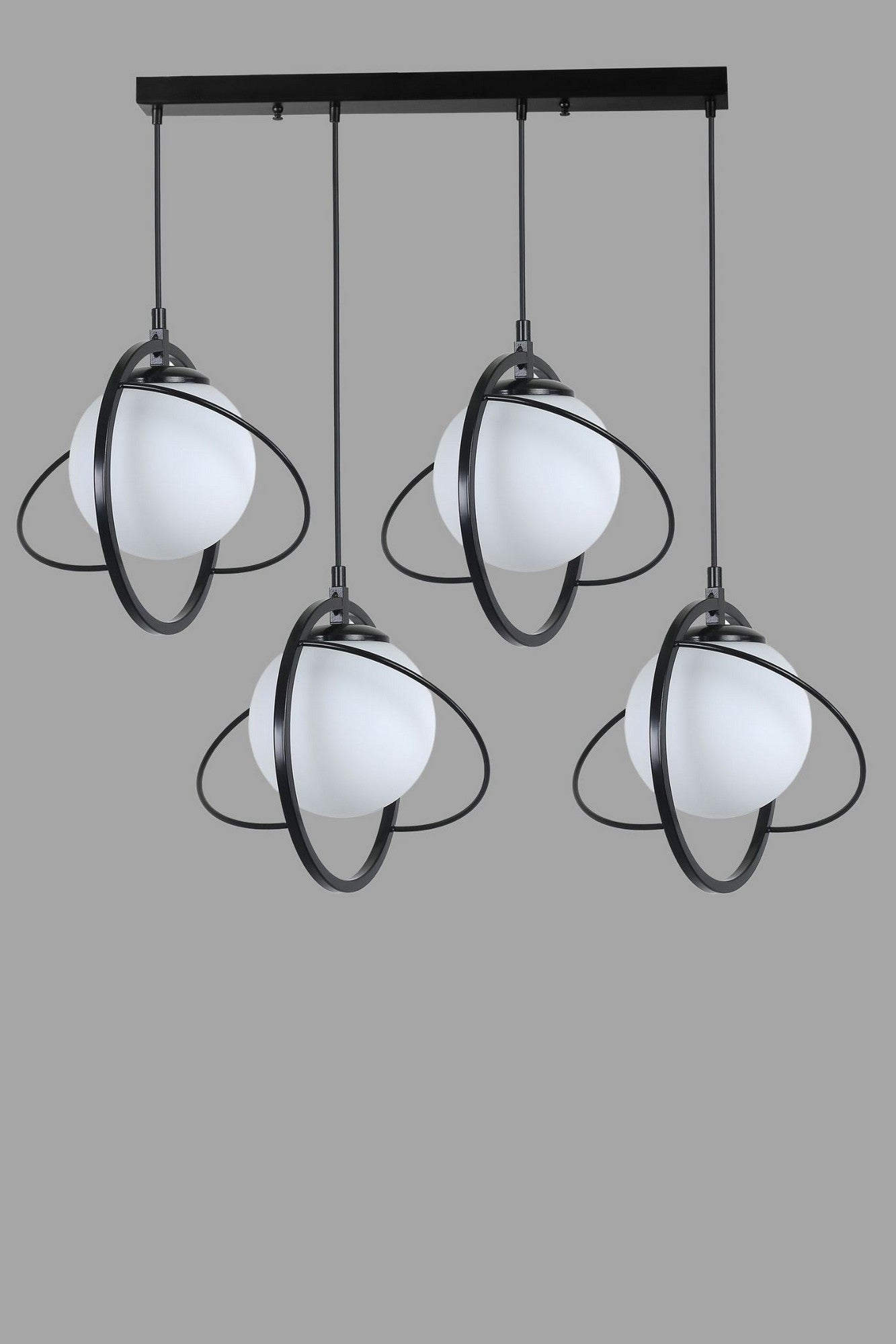 Candeeiro de Teto – 70cm – Preto e Branco – Metal