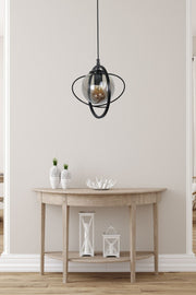 Candeeiro de Teto – 70 cm – Preto e Fumaça – Metálico