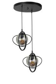 Candeeiro de Teto – 30 cm - Preto e Fumaça - Metal